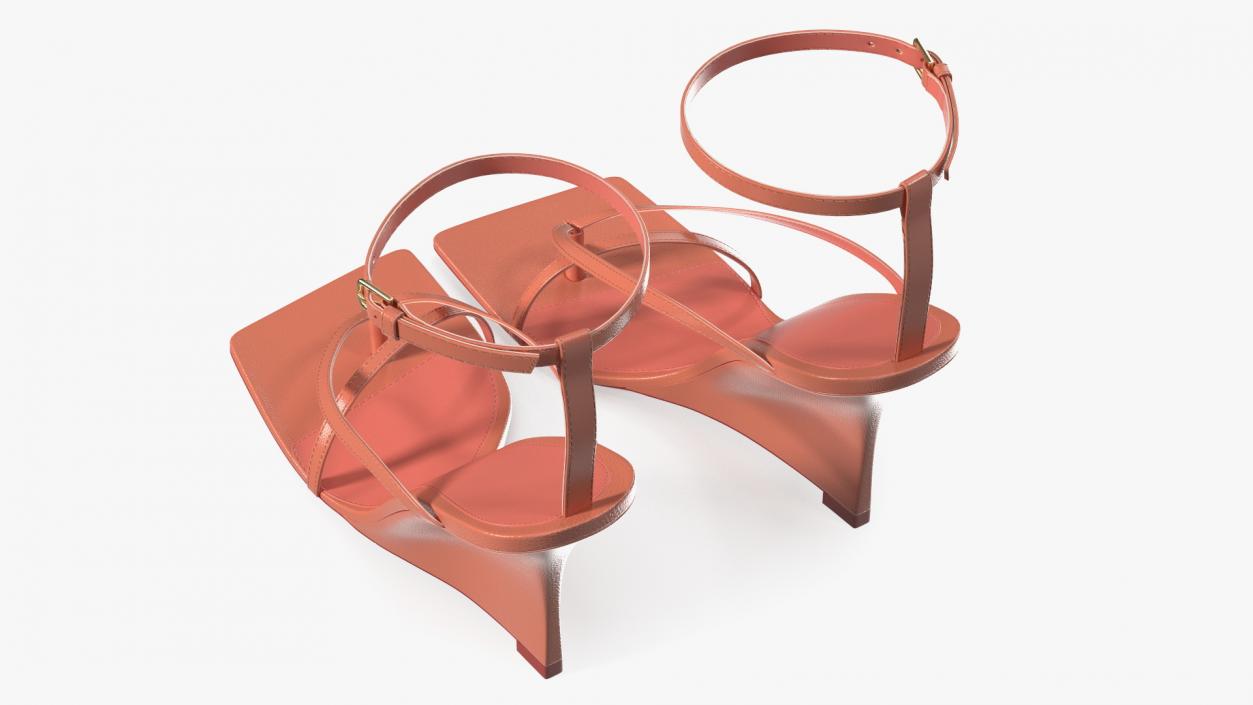 Women Stretch Wedge Sandals Pink 3D