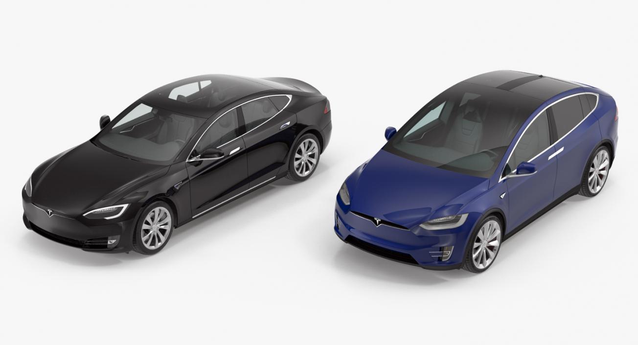 3D Tesla Rigged Cars Collection model