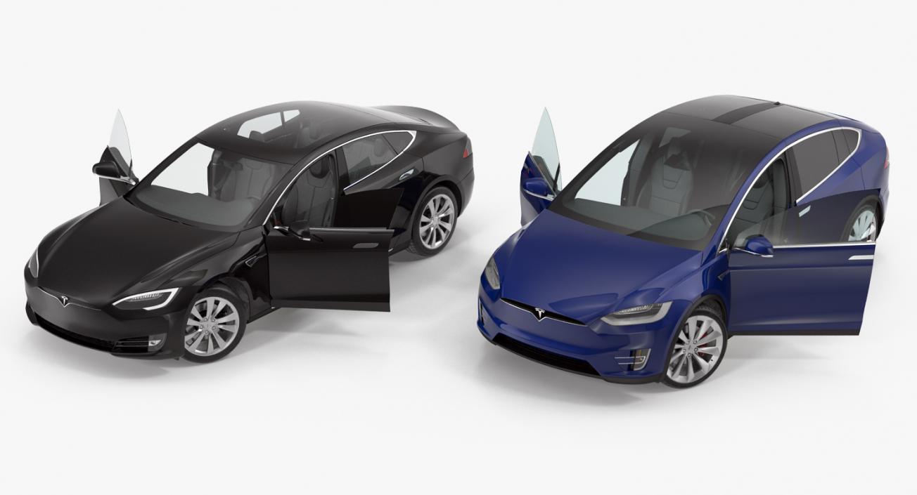 3D Tesla Rigged Cars Collection model