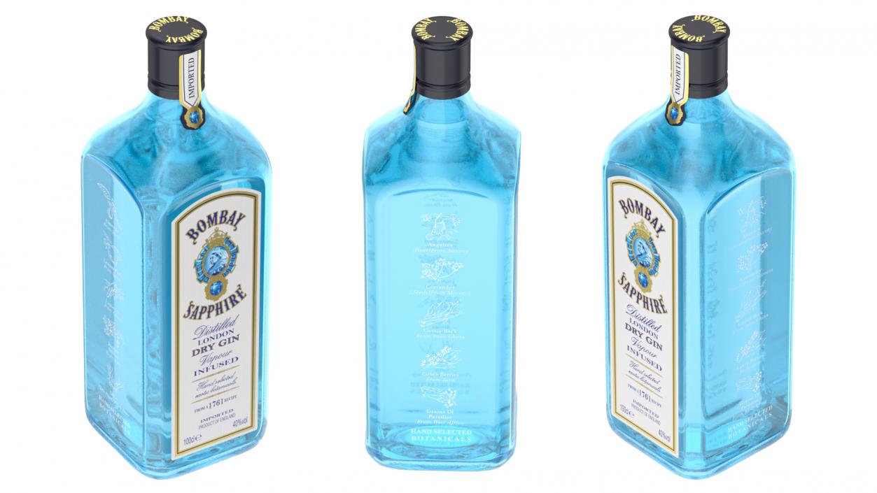 Bombay Sapphire Gin 1 Litre Bottle 3D model