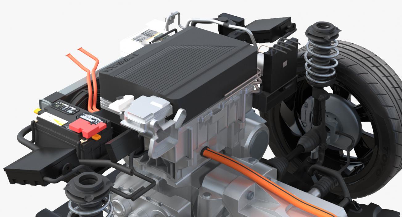 Nissan Leaf Engine and Chassis and Battery Pack 3D