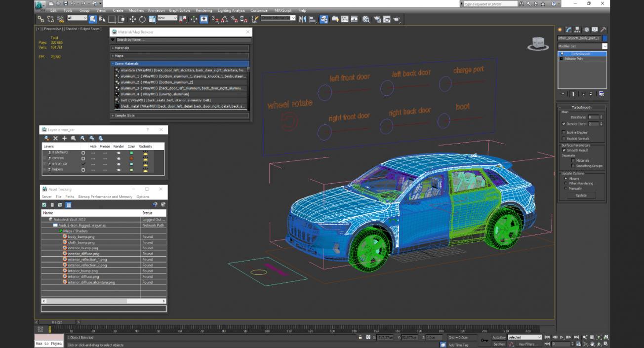 3D Audi E-tron Rigged model