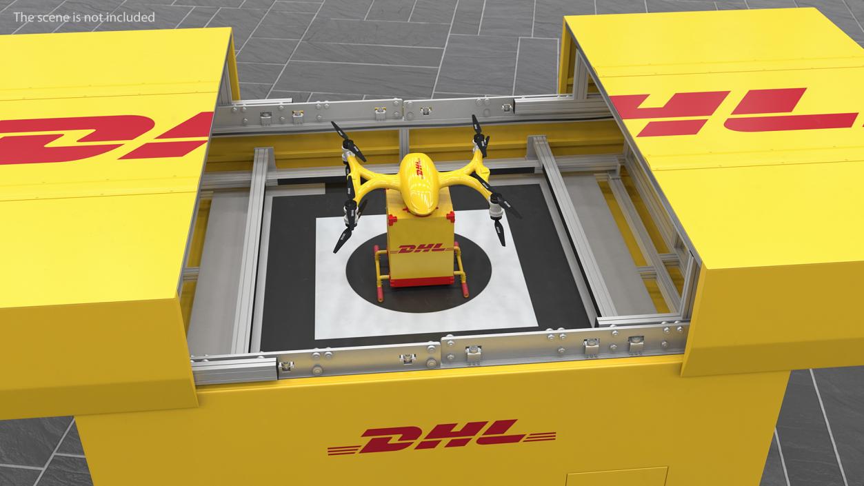 DHL Express Station with Delivery Drone 3D model