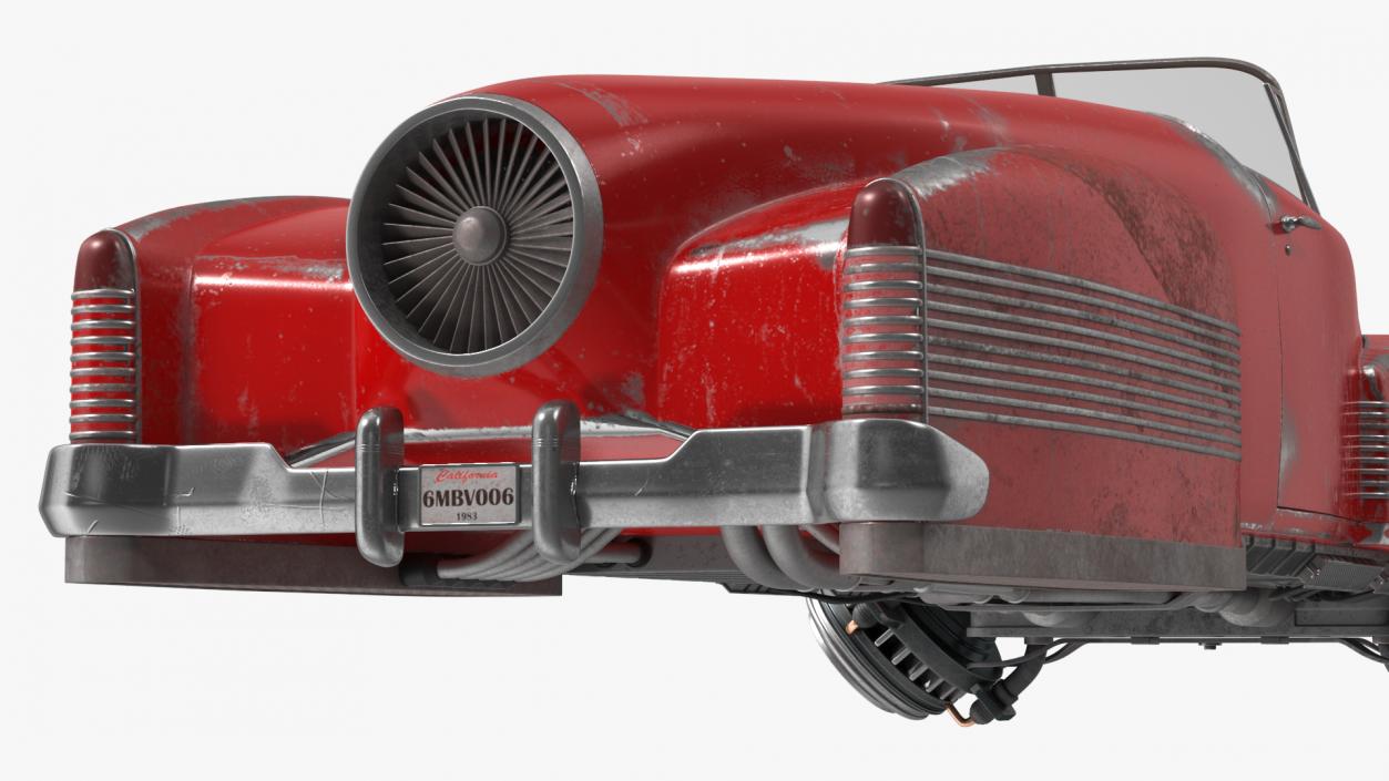 Retro Futuristic Aerocar Red Old 3D