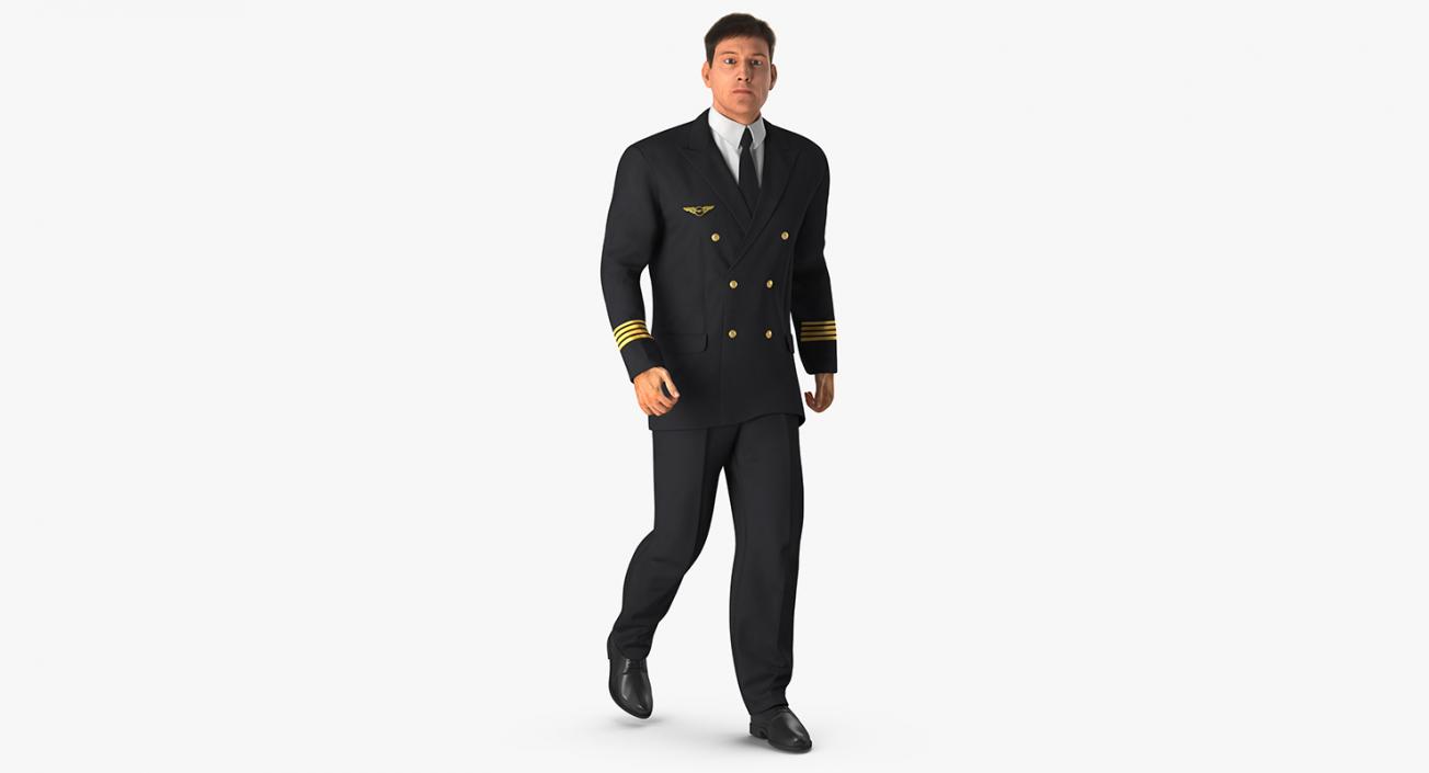 3D model Airline Pilot with Hair Rigged