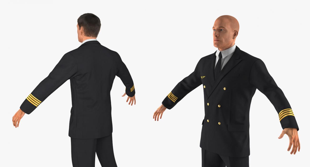 3D model Airline Pilot with Hair Rigged
