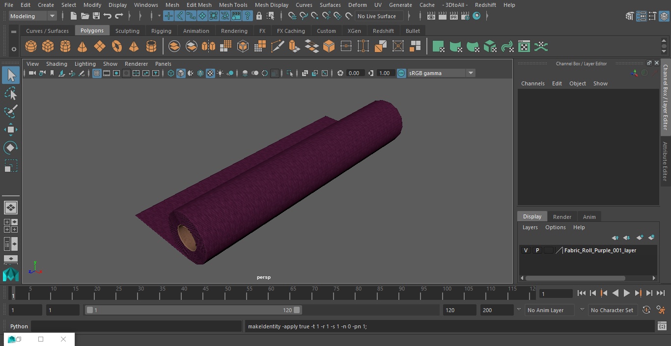 3D Fabric Roll Purple model