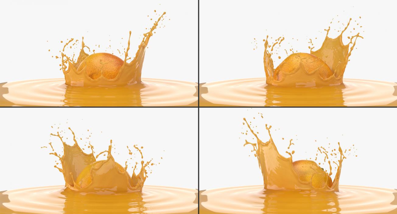 Orange with Juice Splash 3D model