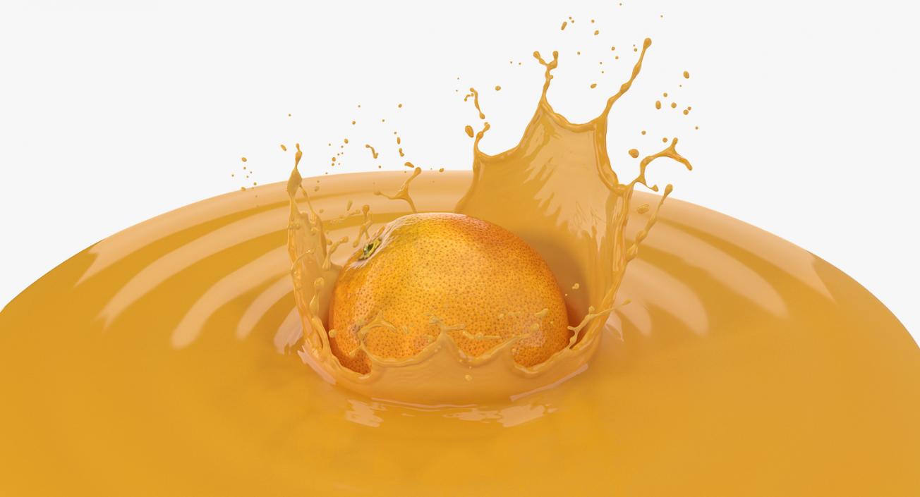 Orange with Juice Splash 3D model