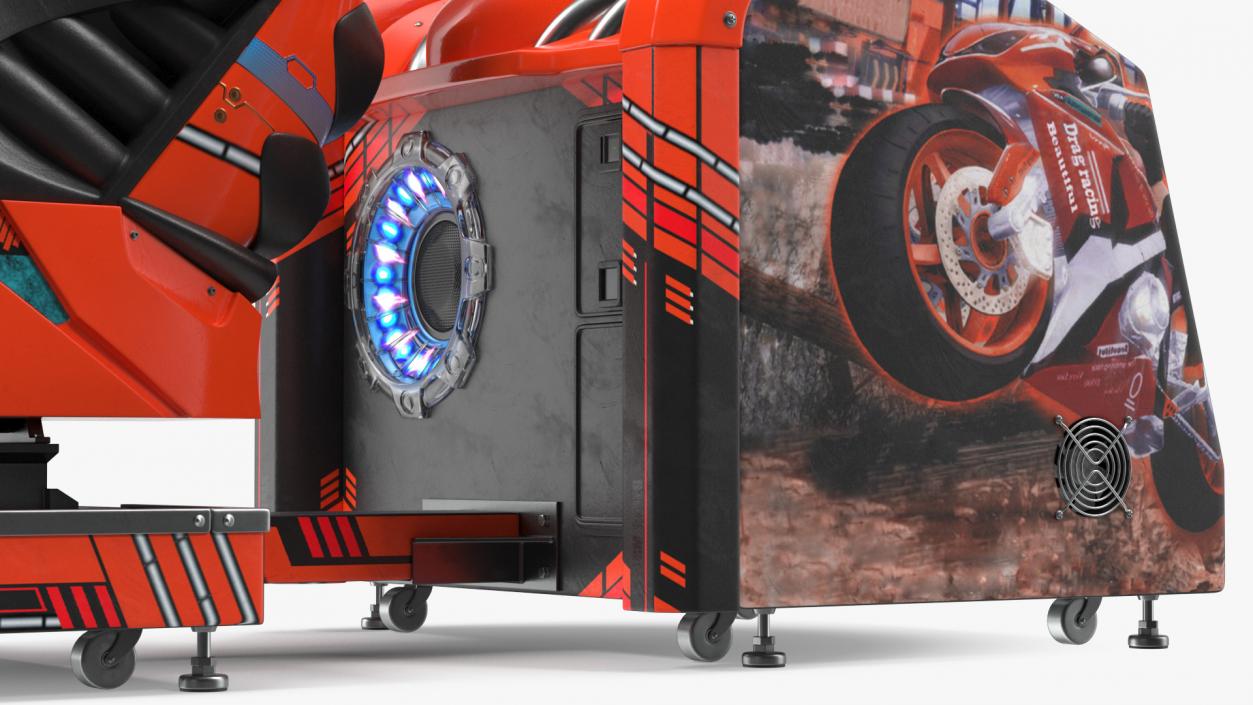 3D model Motorcycle Racing Arcade Machine ON