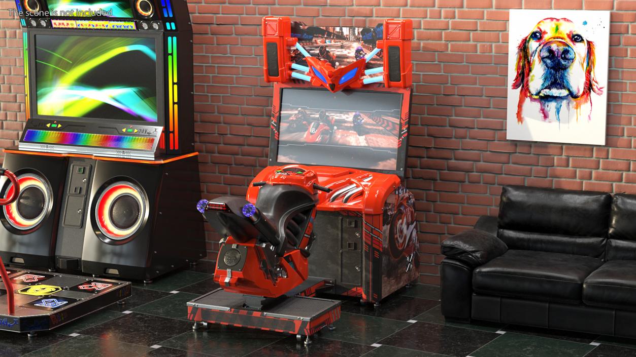 3D model Motorcycle Racing Arcade Machine ON