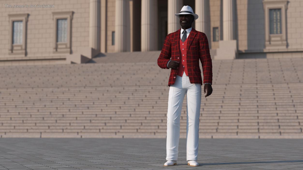 3D Afro American Elderly Man Formal Wear Rigged for Cinema 4D model