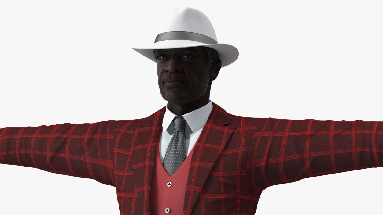 3D Afro American Elderly Man Formal Wear Rigged for Cinema 4D model