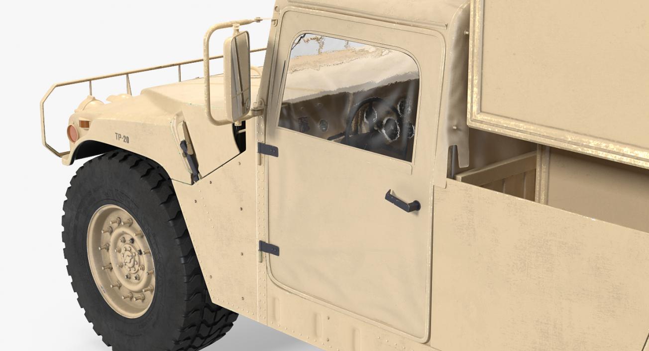 3D model Shelter Carrier MSE HMMWV m1037 Rigged Desert
