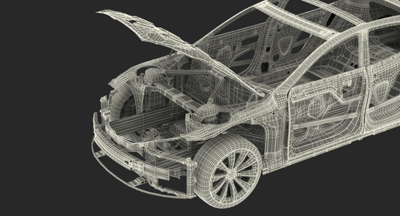 3D Tesla Model S Frame and Chassis Rigged model