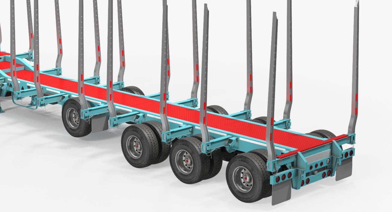 Truck with Empty Logging Trailer 3D