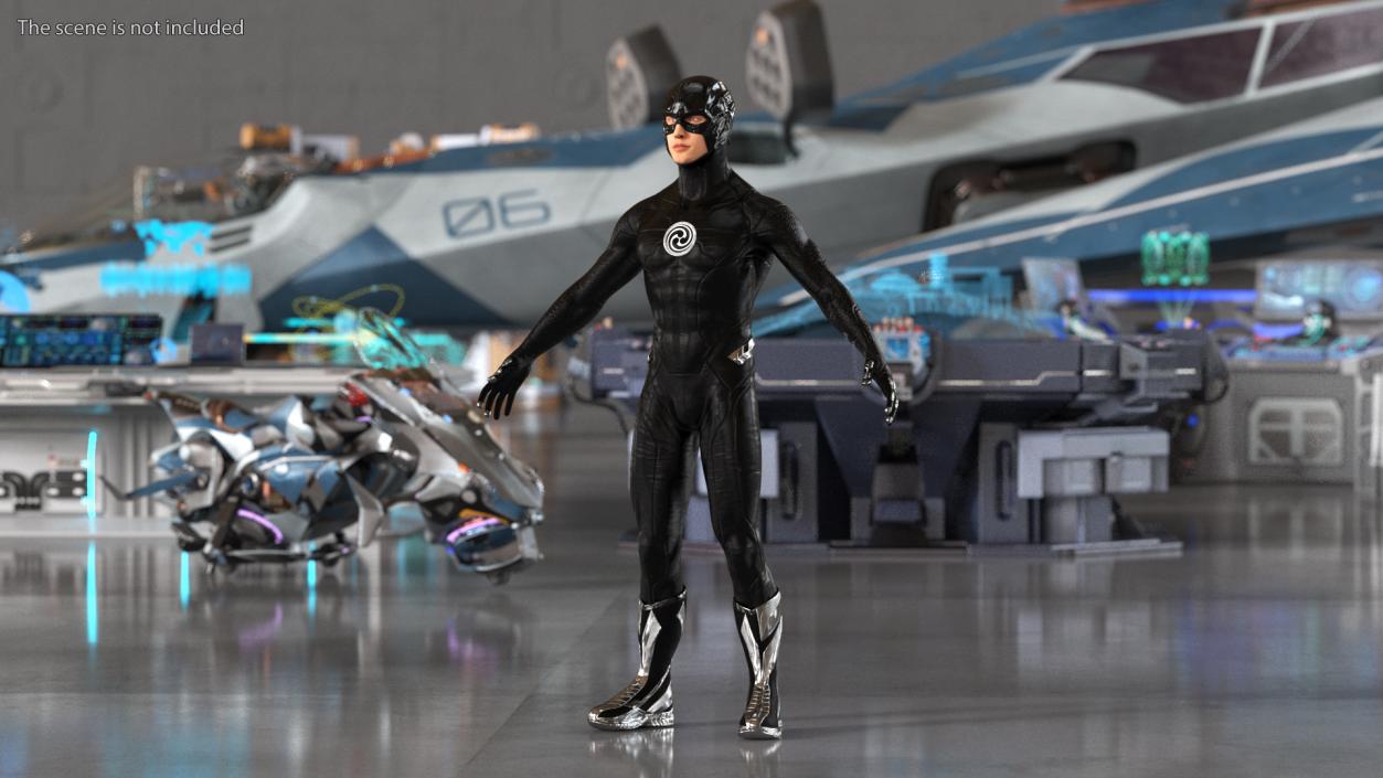 3D Black Suit Superhero Rigged for Cinema 4D