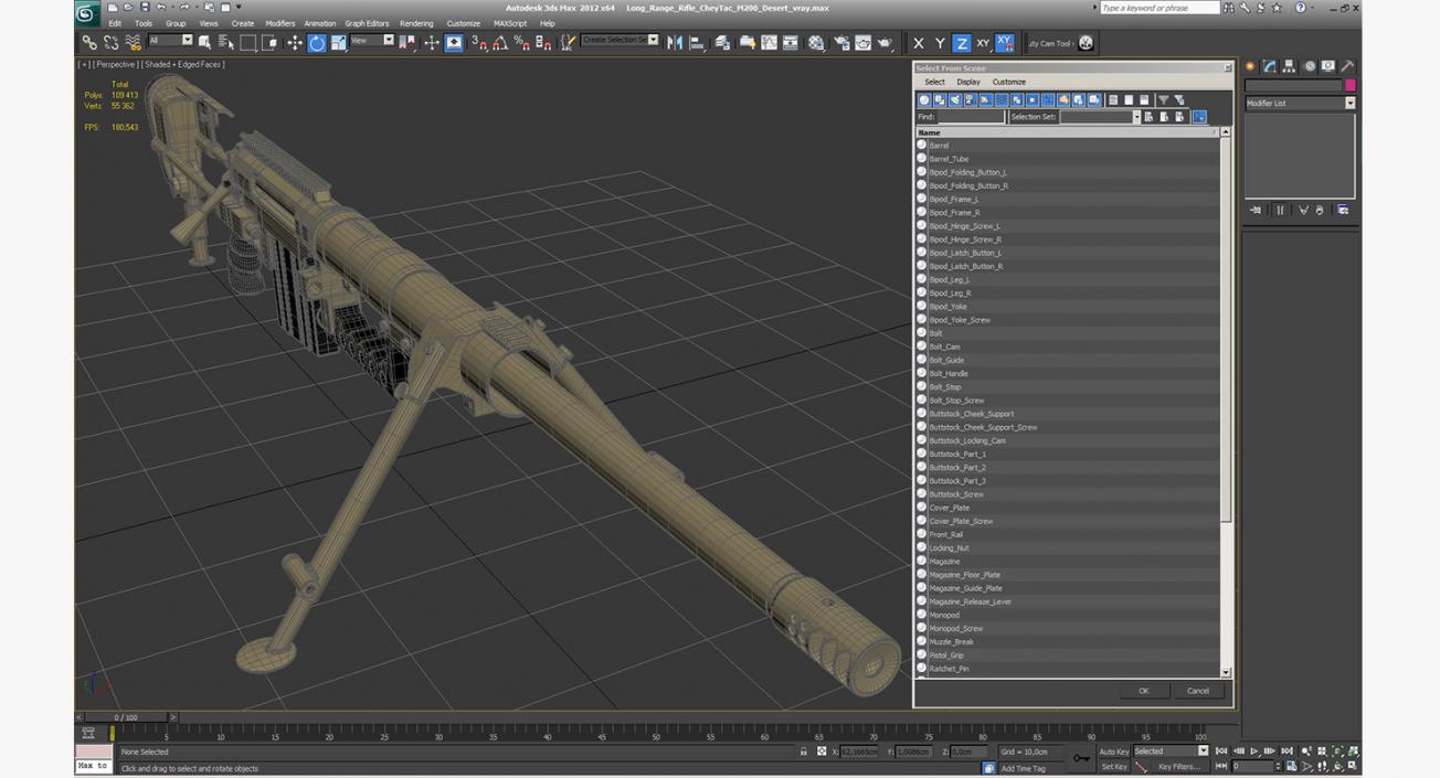 3D Long Range Rifle CheyTac M200 Desert