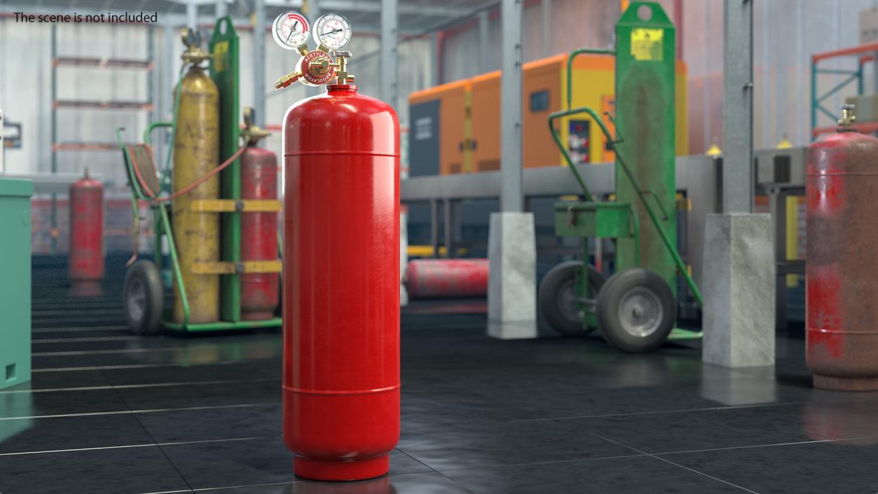 Acetylene Gas Cylinder with Regulator 3D