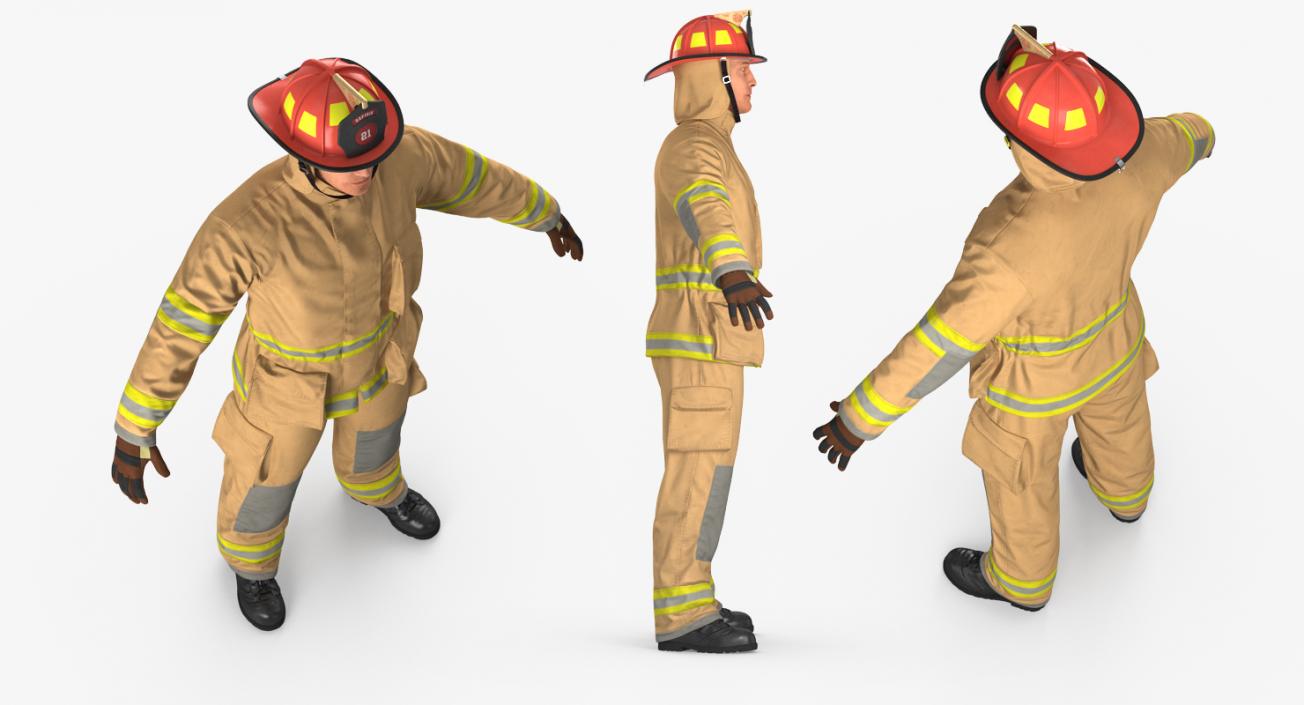 3D Firefighter with Fully Protective Suit model