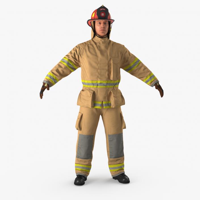3D Firefighter with Fully Protective Suit model
