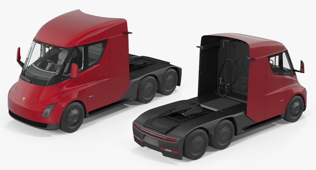 Electric Semi Truck Tesla Rigged 3D