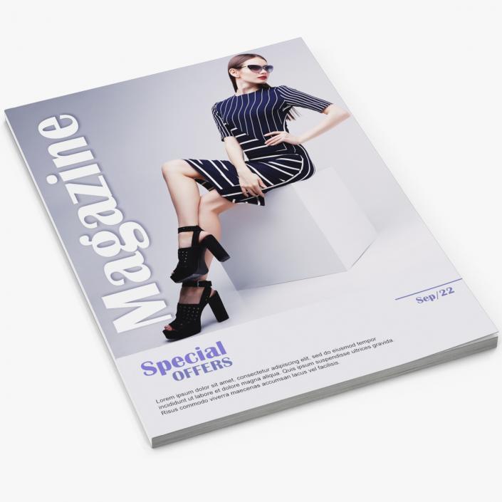3D Fashion Magazine Mockup model