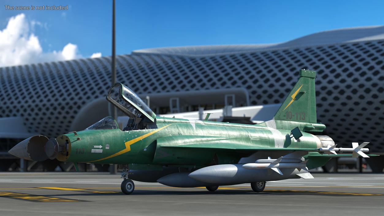 3D PAC JF-17 Thunder Green Livery with Armament Rigged