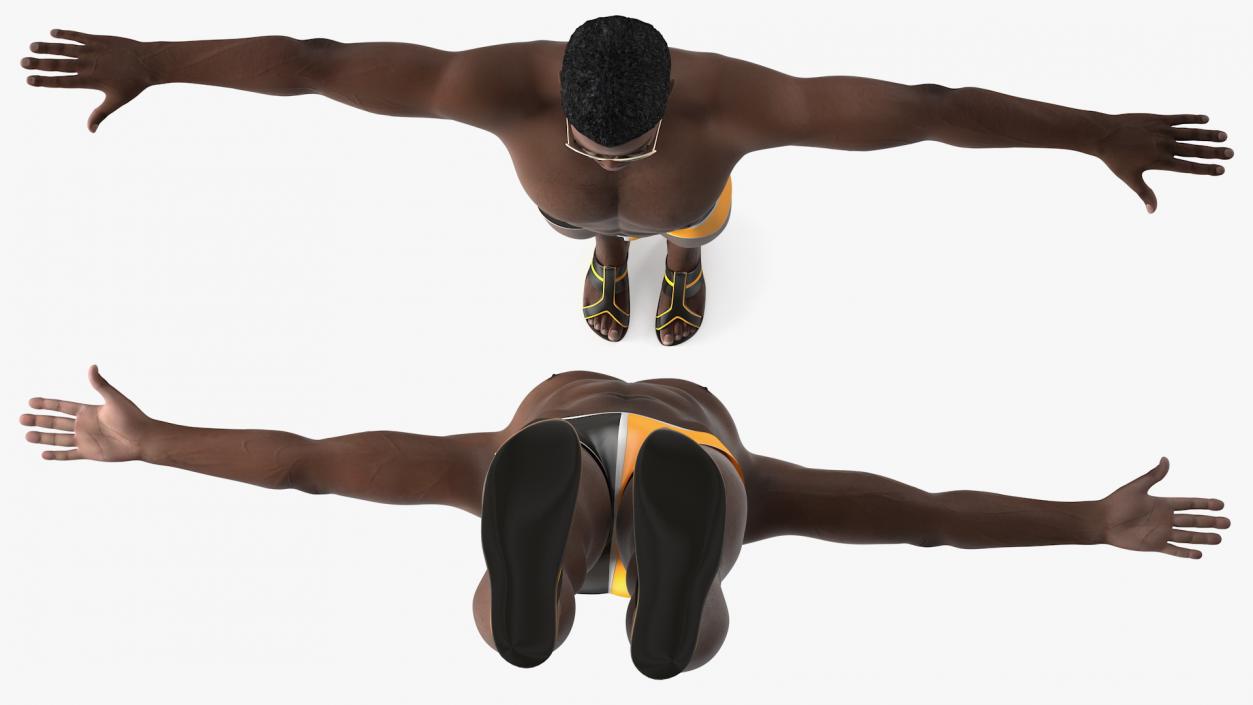 3D Afro American Man in Swimwear Rigged