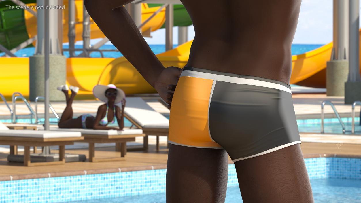 3D Afro American Man in Swimwear Rigged