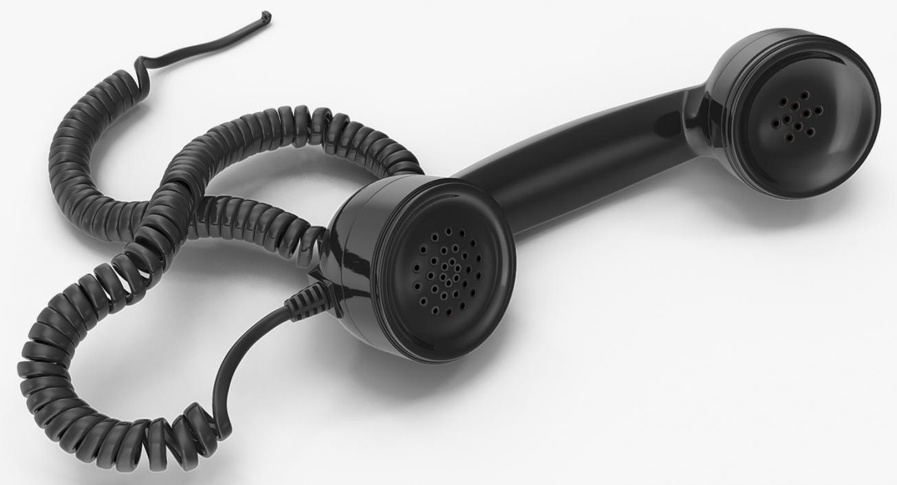 3D Retro Telephone Receiver 2 with Cord