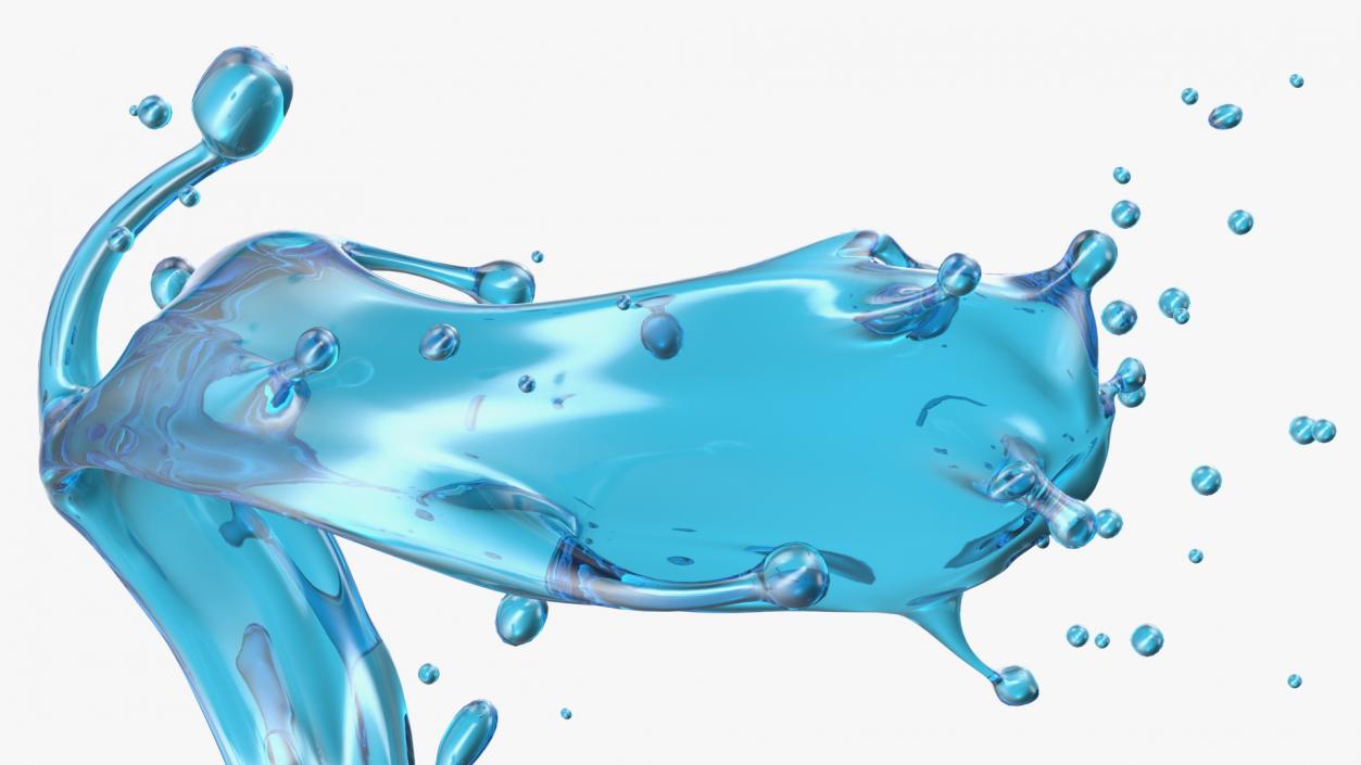 Blue Water Splash Spiral 3D model