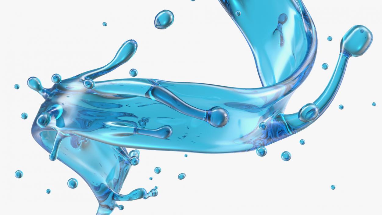 Blue Water Splash Spiral 3D model