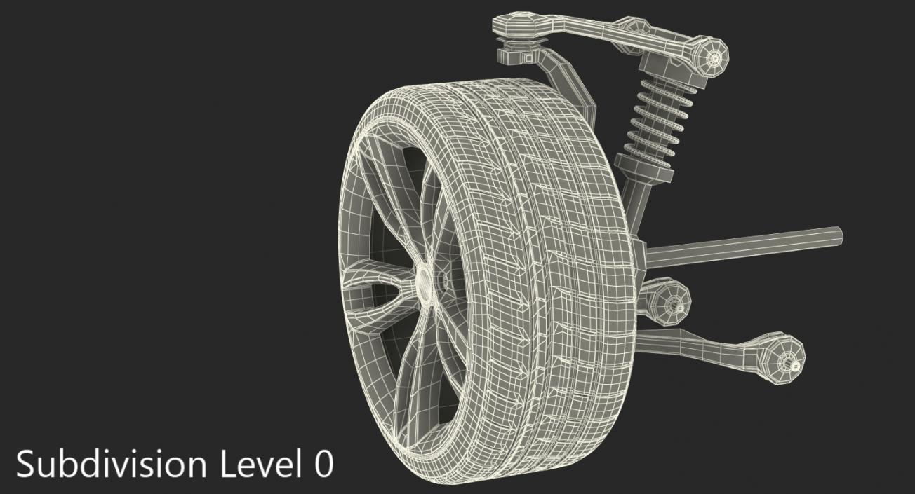 3D Car Front Suspension with Wheel
