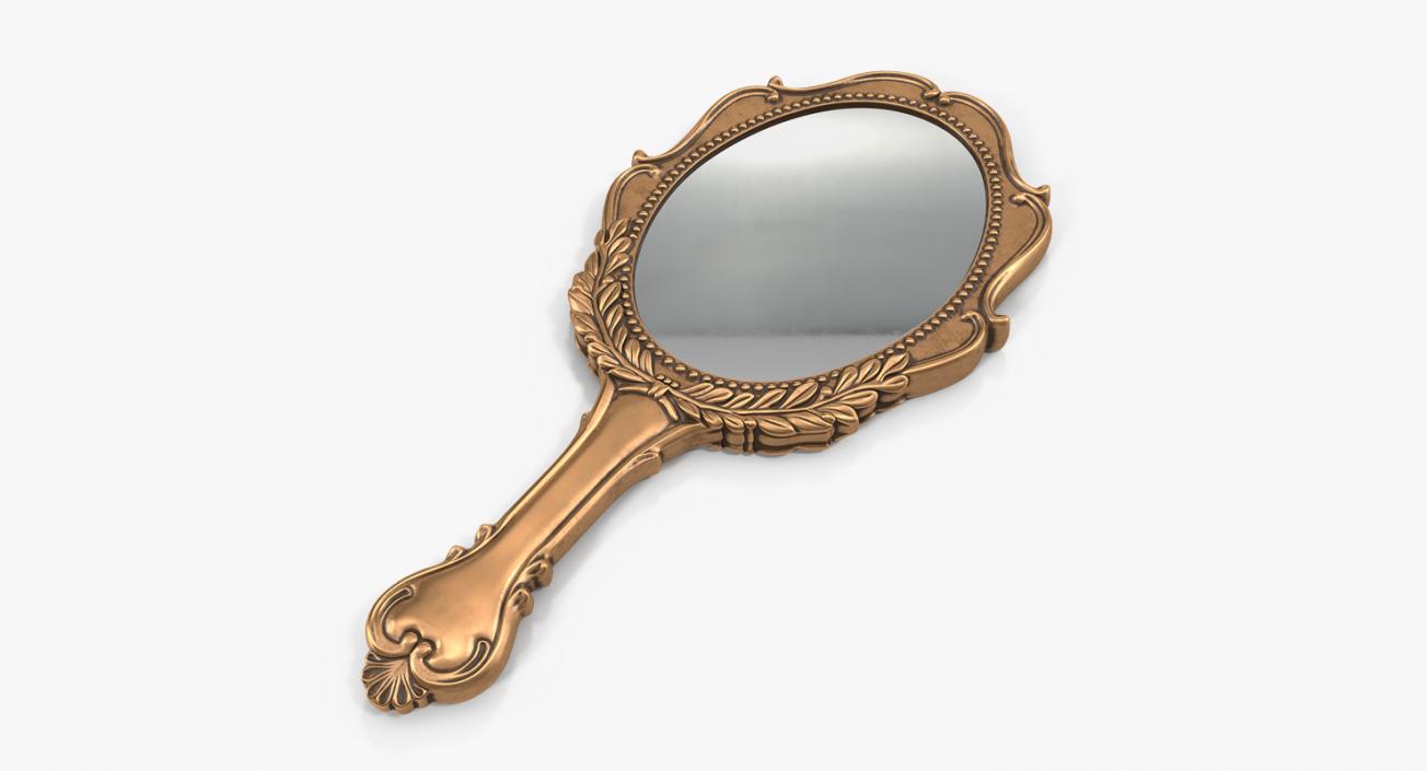 3D Old Brass Hand Mirror