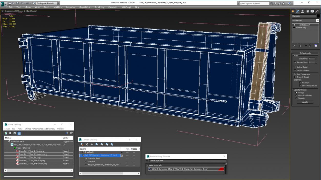 3D model Roll Off Dumpster Container 15 Yard