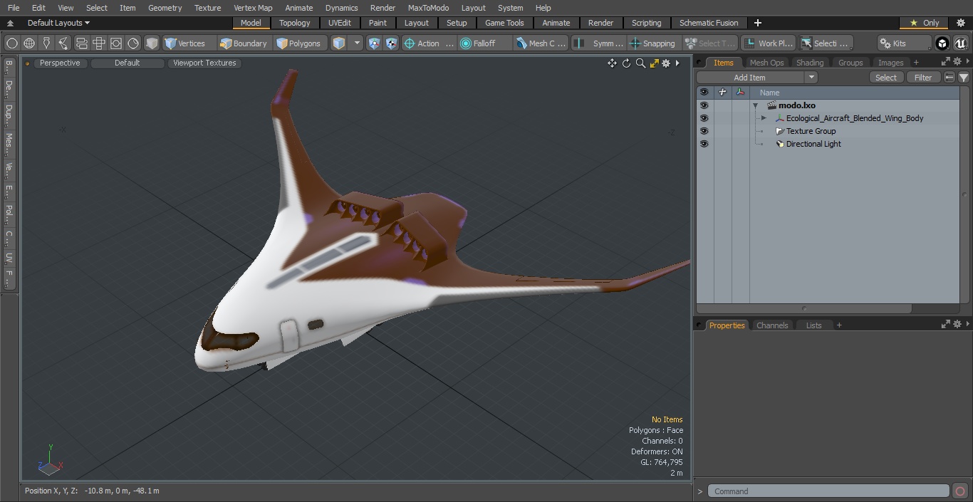Ecological Aircraft Blended-Wing Body 3D