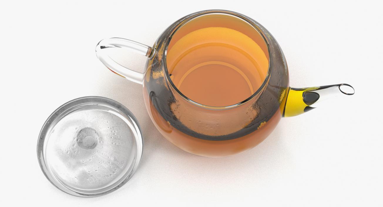 3D Glass Teapot with Tea