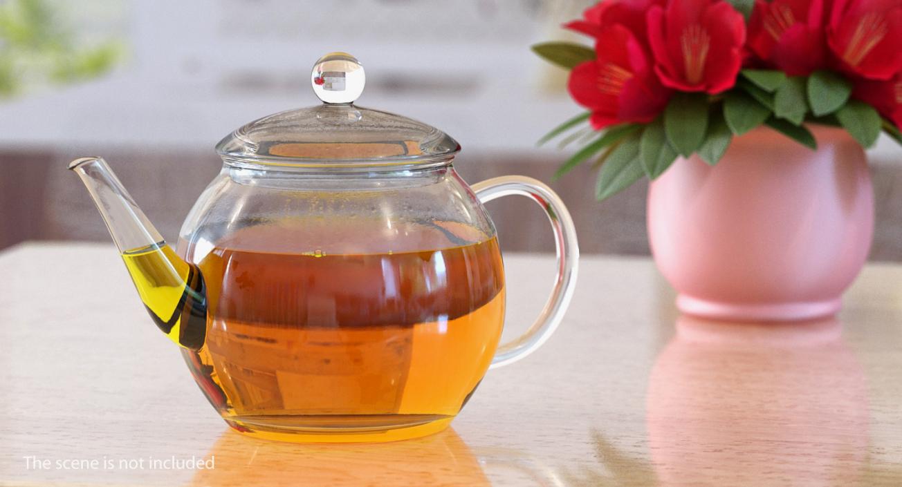 3D Glass Teapot with Tea