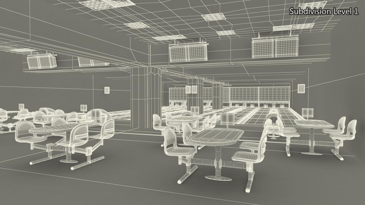 3D Bowling Center Interior with Furniture model