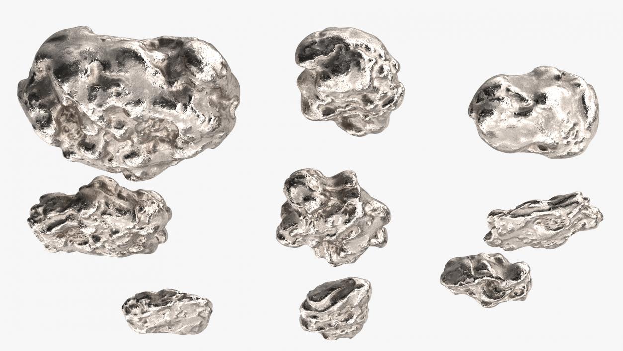 3D Metallic Minerals Silver Set model