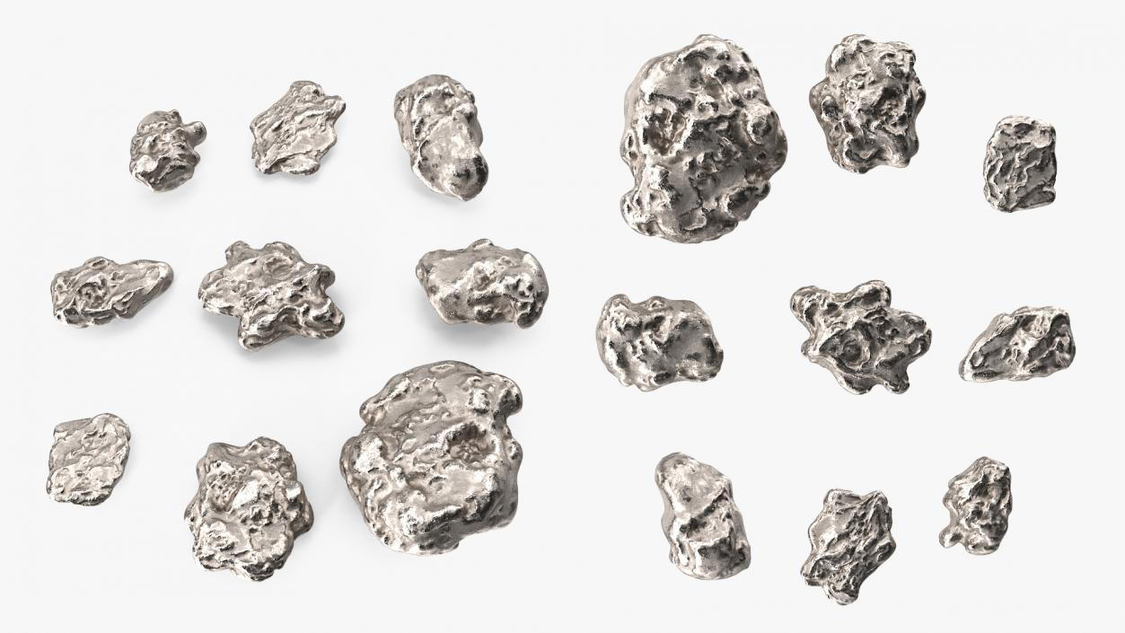 3D Metallic Minerals Silver Set model