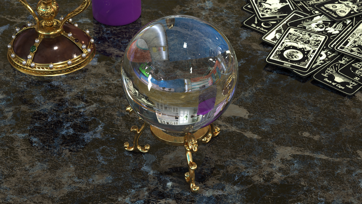 3D Clear Crystal Ball with Golden Stand