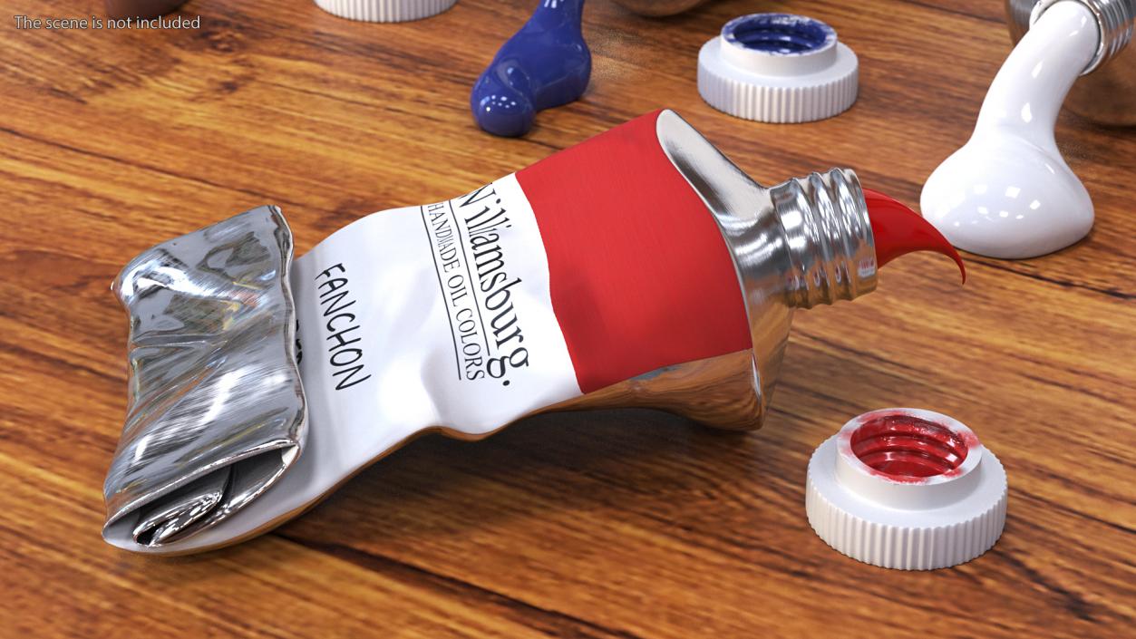 3D model Williamsburg Red Oil Paint Tube Squeezed