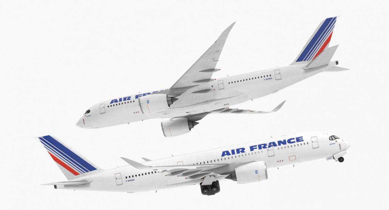 3D Airbus A350-800 Air France Rigged model