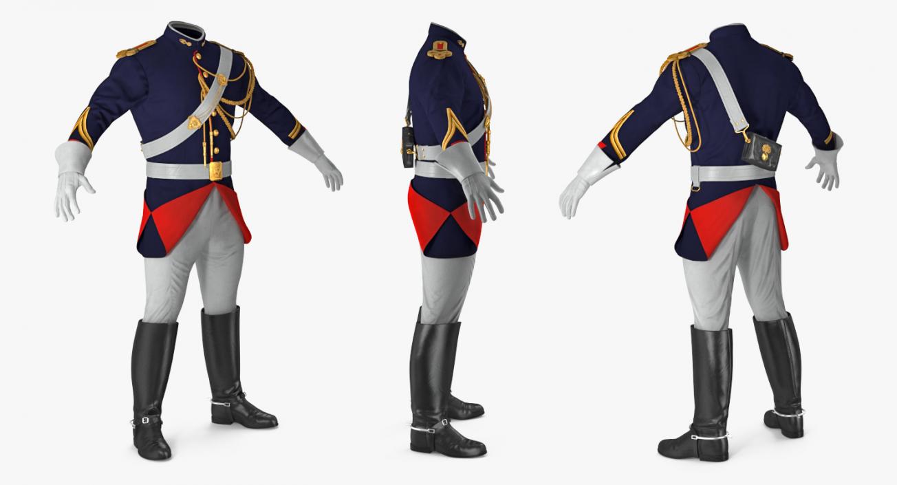 French Cuirassier Officers Uniform 3D model
