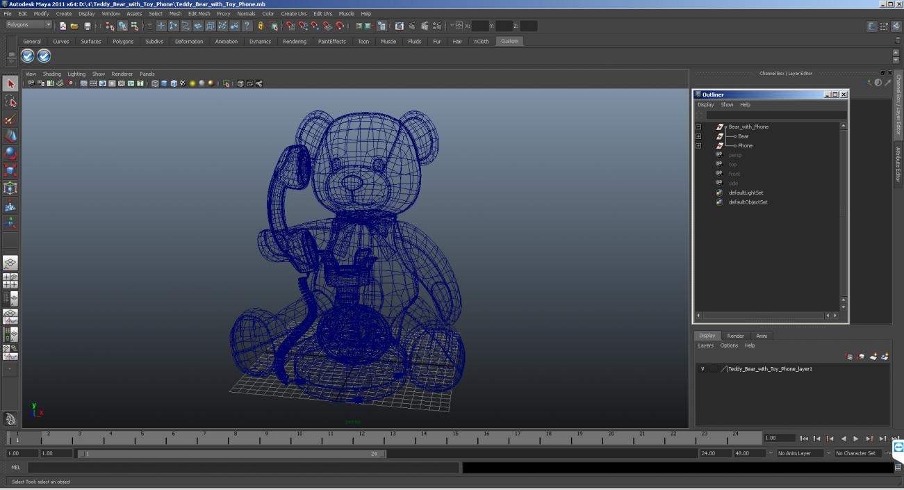 3D model Teddy Bear with Toy Phone