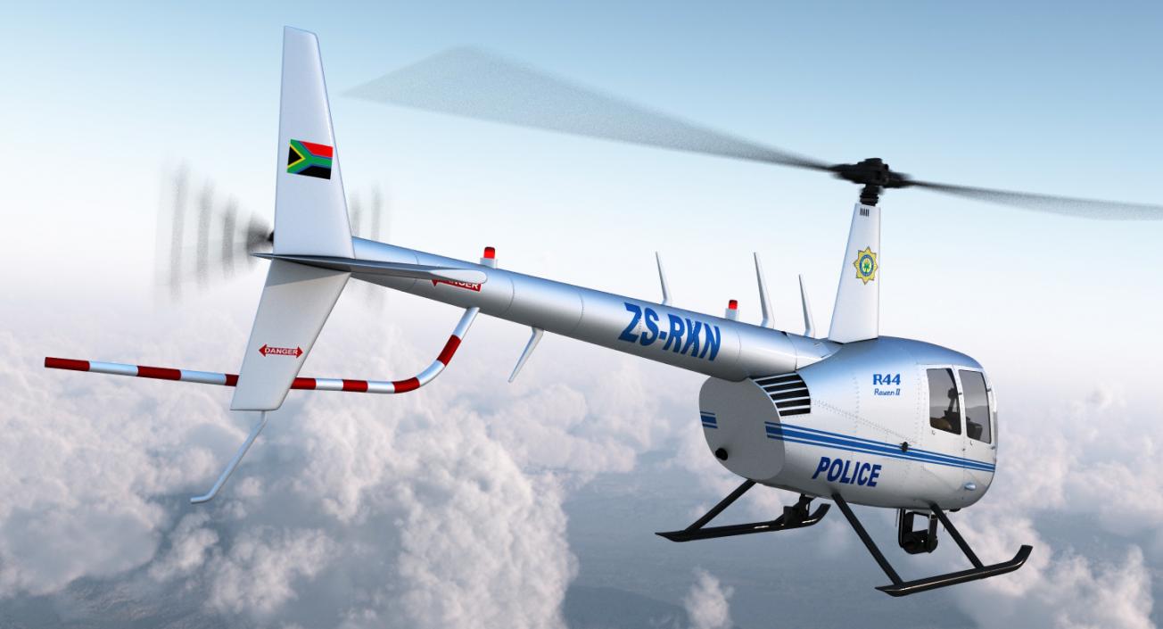 3D model Police Helicopter Robinson R44
