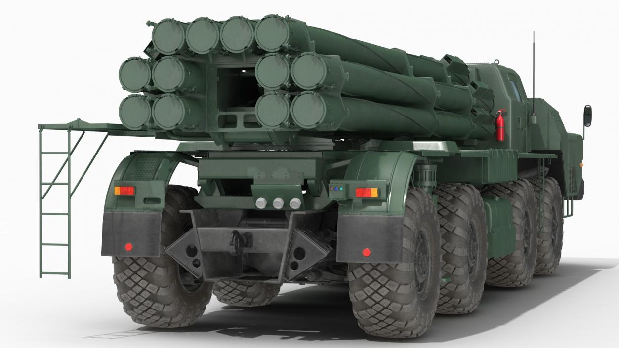 Smerch BM30 Heavy Multiple Rocket Launcher Rigged 3D model