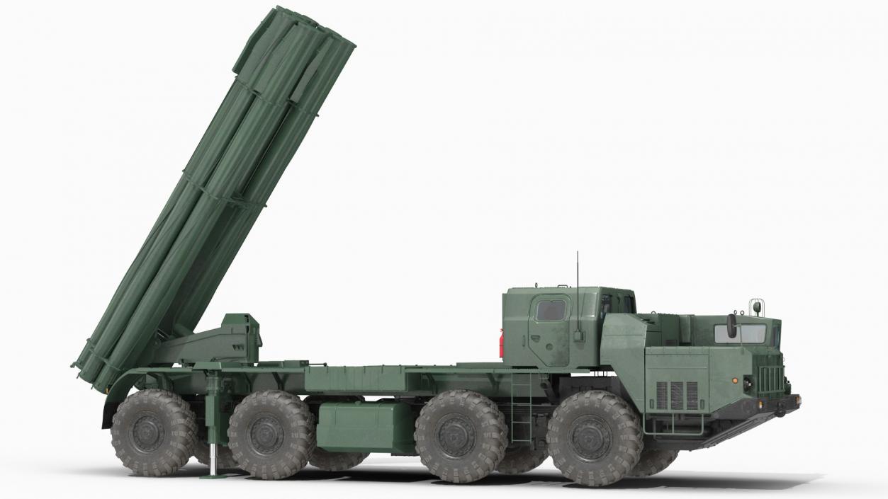 Smerch BM30 Heavy Multiple Rocket Launcher Rigged 3D model